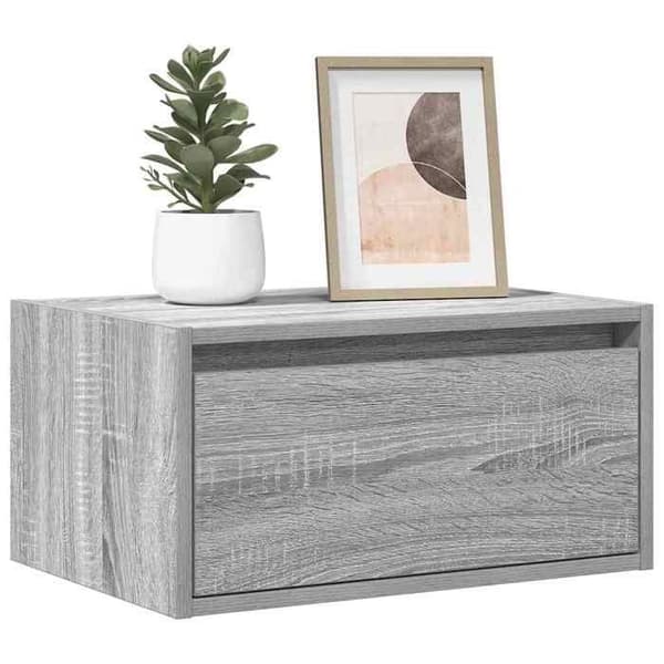 Maison Exclusive - Seinäkiinnitteiset yöpöydät LED-valoilla 2 kpl sonoma harmaa