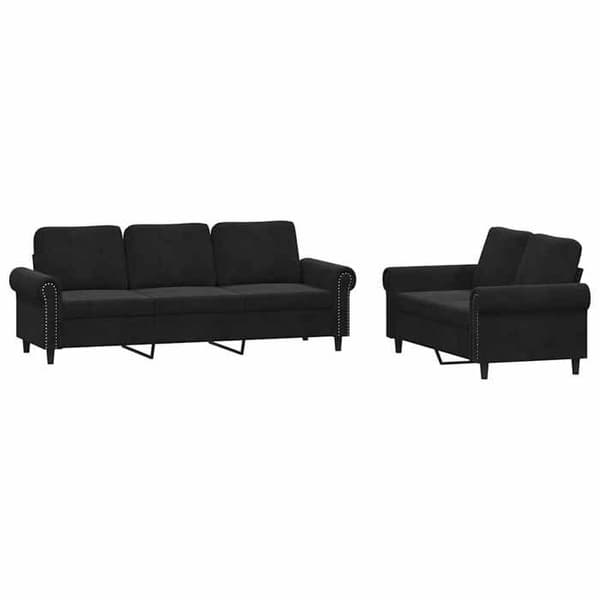 Maison Exclusive - 2 kpl sohvakokonaisuus tyynyillä, musta sametti