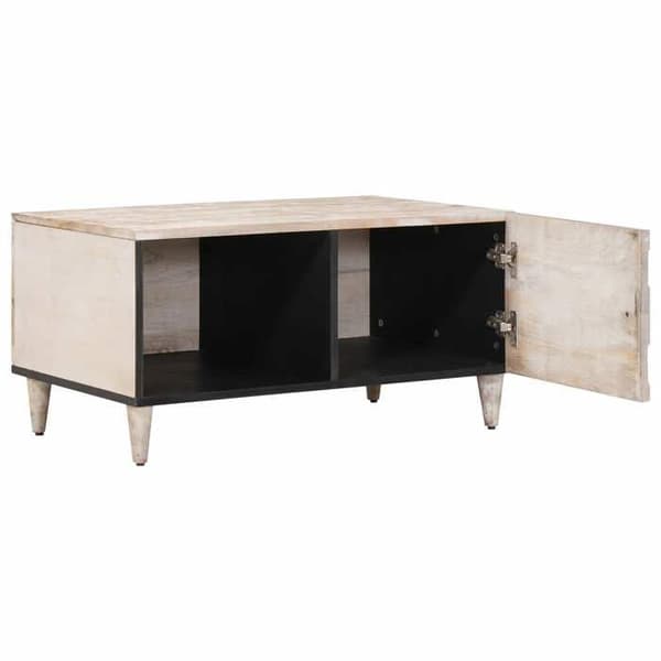 Bord - EKSKLUSIV HUS - 80 x 50 x 40 cm - Massivt mangotræ - Rektangulær - Hvid Vit