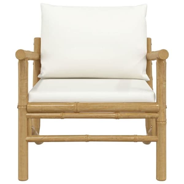 Maison Exclusive - Puutarhatuolit 2 kpl valkoisella kermapehmusteella, bambu