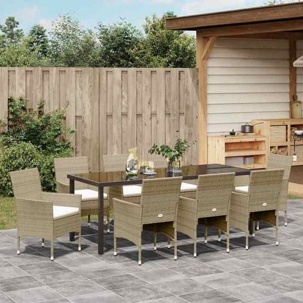 Maison Exclusive - 9 pc spisestue sæt til haven i beige polyrotin beige