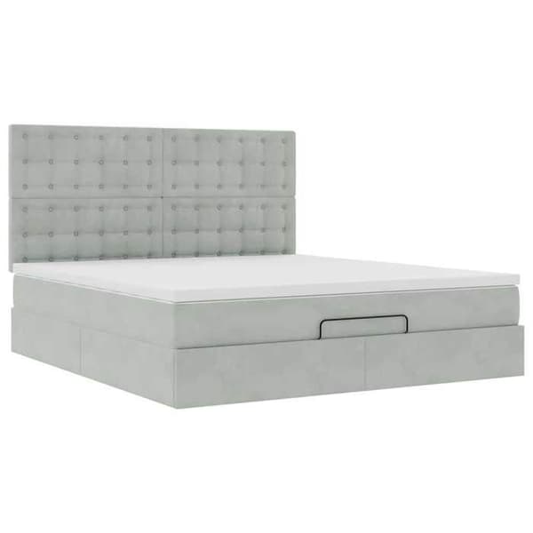 Maison Exclusive - Ottoman-patja ja vaaleanharmaa patja 180x200cm sametti Ljusgrått