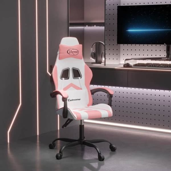 Maison Exclusive - Spelstol Vit och rosa Konstläder