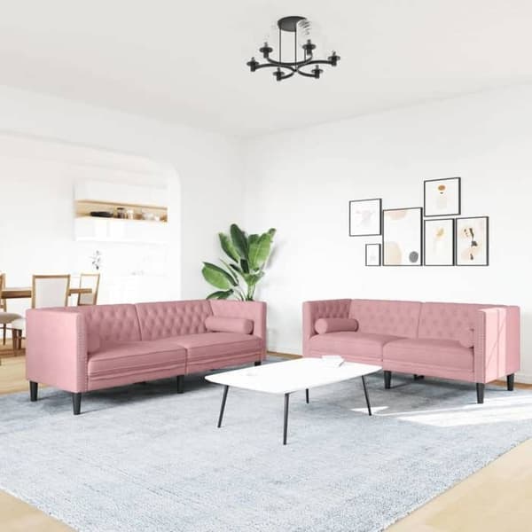 Maison Exclusive - Chesterfield sofa sæt med 2 stk. puder i rosa velour