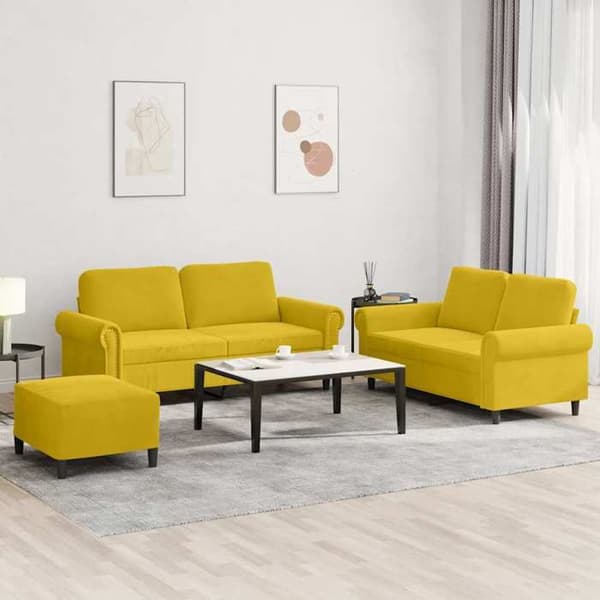 Maison Exclusive - Sæt af 3 sofaer med puder i gul fløjl
