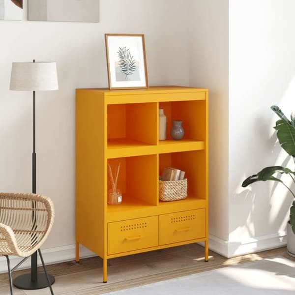 Maison Exclusive - Buffé hög gul senap 68x39x101,5 cm stål
