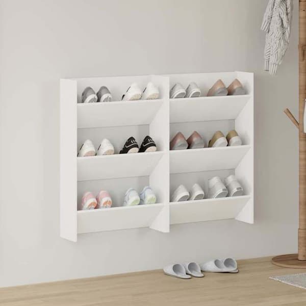 Vægskohylder - EKSKLUSIV HUS - 2 stk - Hvid - Spånplade - 60x18x90 cm Vit