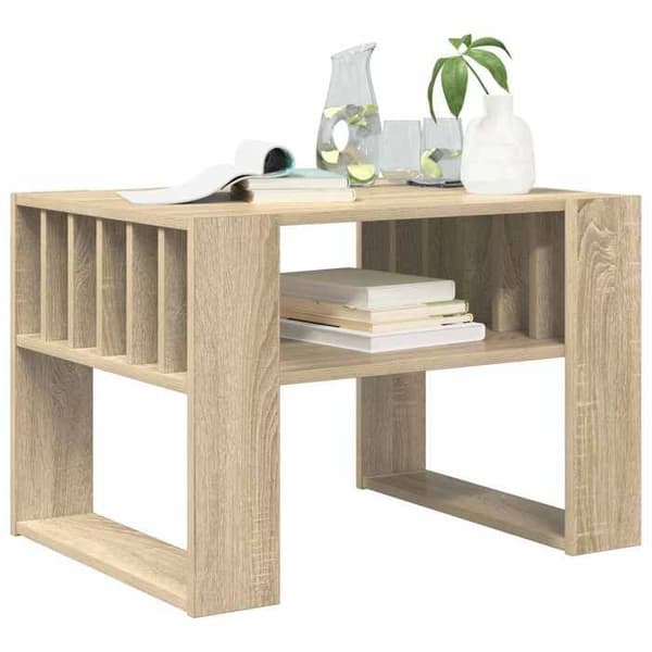 Maison Exclusive - Sofabord Egetræ Sonoma 66 x 49,5 x 45 cm Ingeniørtræ