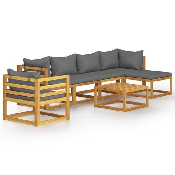 Maison Exclusive - Havegruppe 7 stk med pude i solid akacietræ