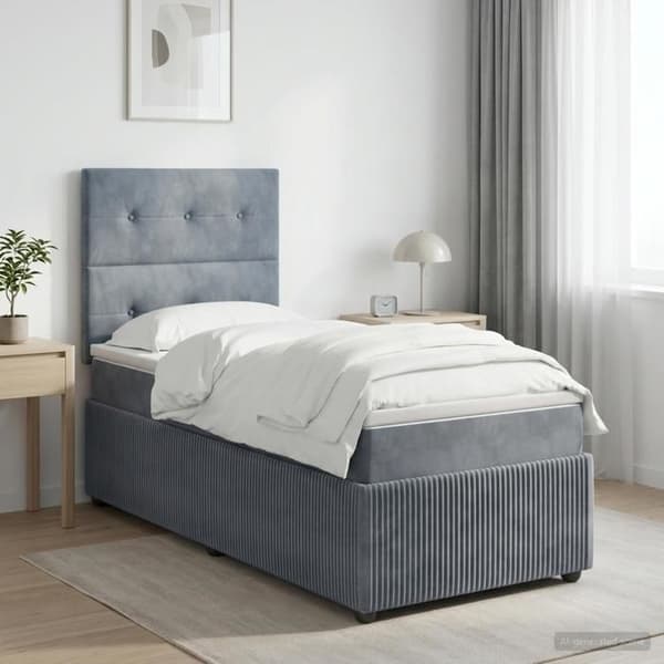 Maison Exclusive - Boxspring-säng med LED och mörkgrå madrass 90 x 190 cm Sammet