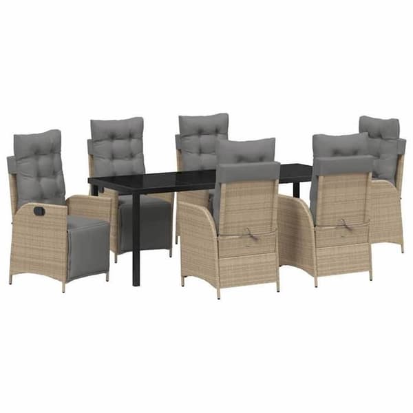 Maison Exclusive - 7 pc spisestue sæt til haven i beige polyrotin beige