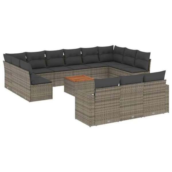Maison Exclusive - Trädgårdsmöbler med kuddar 14 delar grå flätad resin
