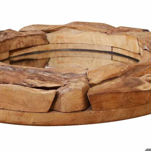 Maison Exclusive - Teakpuu koristepeili 80 cm Pyöreä brun