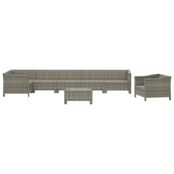 Trädgårdsmöbler - Maison Exclusive - 8 delar - Grå vävd resin - Kuddar ingår