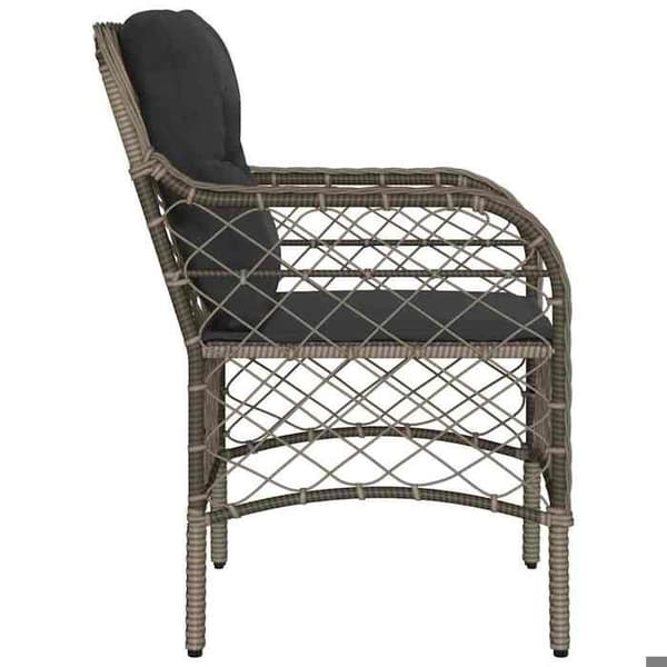 Maison Exclusive - Trädgårdsstolar med kuddar, set om 2, grå flätad resin