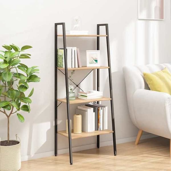 Maison Exclusive - Stående reol 4 niveauer Lys brun og sort 56x35x140 cm