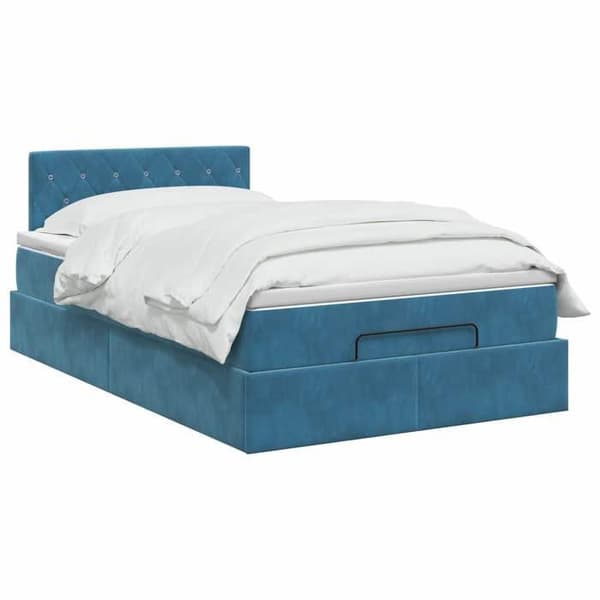 Maison Exclusive - Ottoman säng med mörkblå madrass 120 x 190 cm Sammet Mörkblå