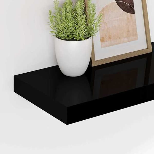 Maison Exclusive - Musta kelluva seinähylly 120x23,5x3,8 cm MDF