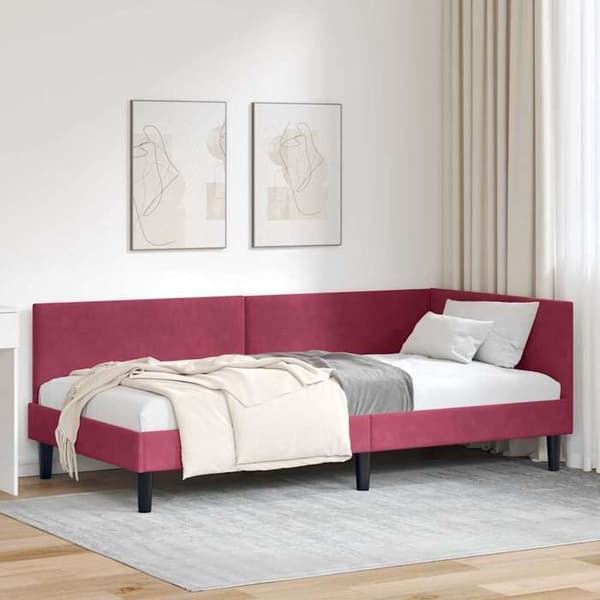Maison Exclusive - Hörnsängram Bordeaux 80 cm x 200 cm Sammet