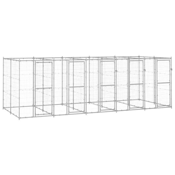 Maison Exclusive - Utomhus hundhus i galvaniserat stål 12,1 m² silver-