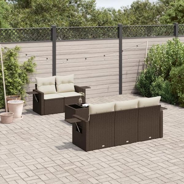 Maison Exclusive - Trädgårdsmöbler med kuddar 6 delar brun flätad resin brun