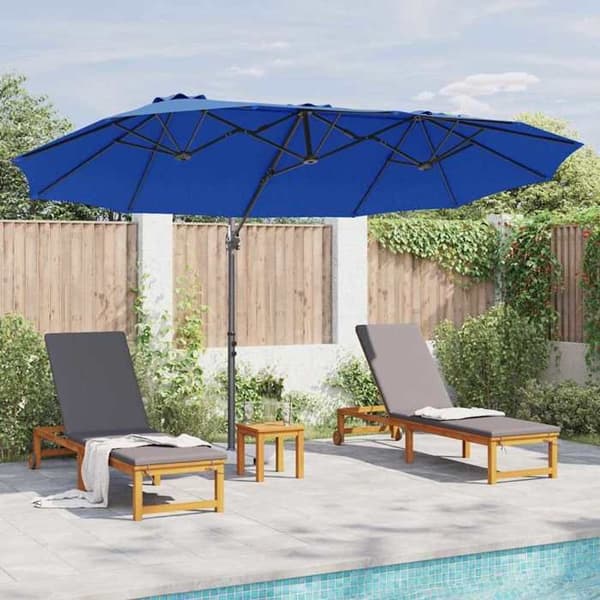 Maison Exclusive - Parasol 372 x 198 x 243 cm Polyester og Aluminium Azur
