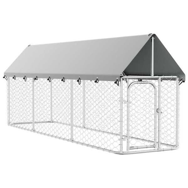 Maison Exclusive - Ulkoilma koirankoppi katolla 400x100x150 cm Silver