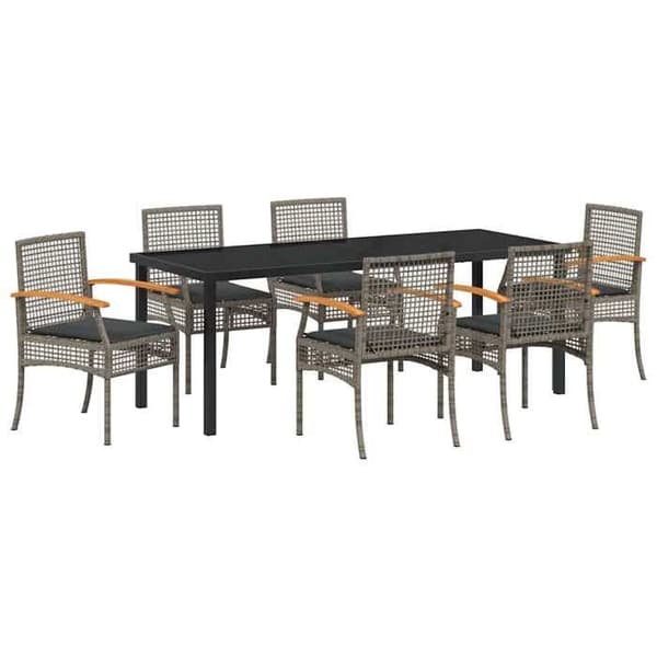Maison Exclusive - 7 pc have spisebordssæt i grå og sort rattan Grå och svart