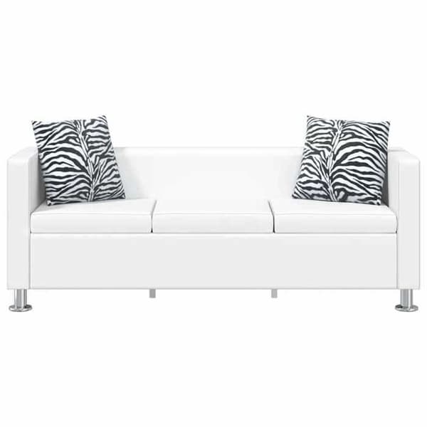 3-personers sofa - Maison Exclusive - Hvid kunstlæder - Blød - Robuste ben Vit