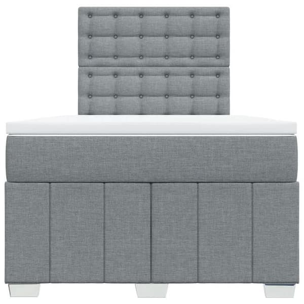Maison Exclusive - Sengebund med lameller og lysegrå madras 120x190 cm stof