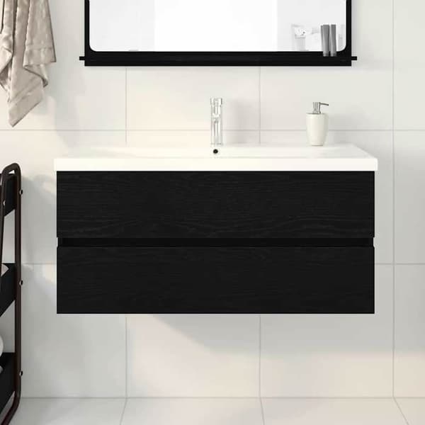 Maison Exclusive - Badeværelsesvaskeskab i sort eg 100 x 39 x 62 cm
