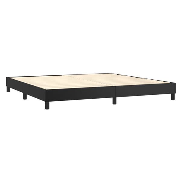 Maison Exclusive - Sengebund med sorte lameller 200x200 cm i kunstlæder