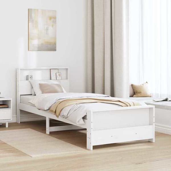 Sengestel - EKSKLUSIV HUS - Platform - Hvid - 75 x 190 cm - Massiv fyr Vit