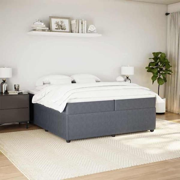 Maison Exclusive - Sänkylaatikko ja harmaa samettimatrassi 200x200cm