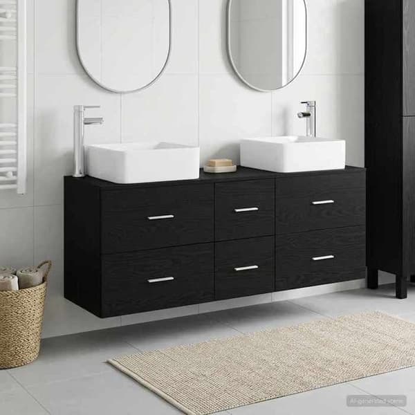 Maison Exclusive - Badeværelsesskabssæt 3 stk Sort 49,5 x 41 x 63 cm Svart