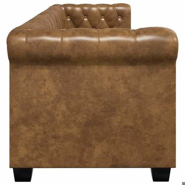 Maison Exclusive - Chesterfield soffa 3 platser i konstläder brun