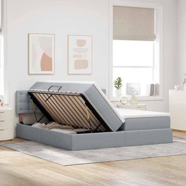 Maison Exclusive - Opbevaringsseng Lys Grå 180 x 200 cm Syntetisk Læder Ljusgrått