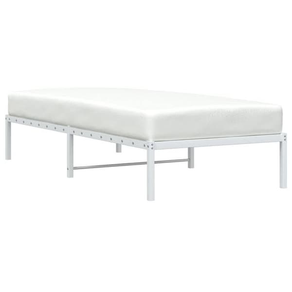 Sengestel - EKSKLUSIV HUS - 90 x 190 cm - Hvid metal - Lamelseng - Opbevaring under seng Vit