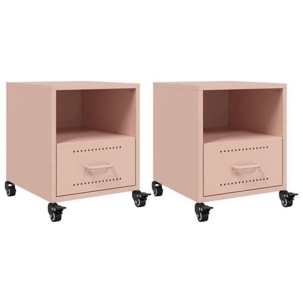 Maison Exclusive - Sängbord 2 st rosa 36x39x43,5 cm stål