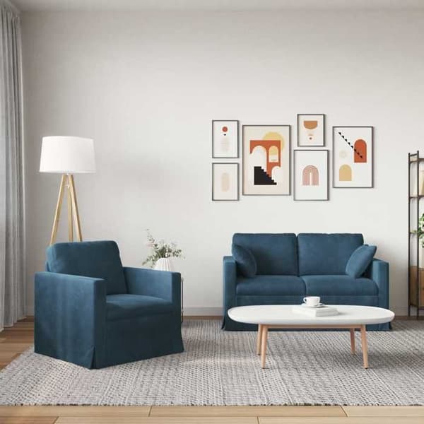 Maison Exclusive - Set med 2 soffor i blått sammet