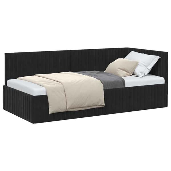 Maison Exclusive - Musta kulmasänky 90 cm x 200 cm Sametti