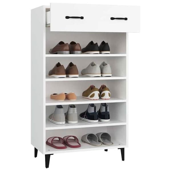 Skoark - EKSKLUSIV HUS - 60 x 35 x 105 cm - Ingeniørtræ - Hvid - 1 skuffe, vægmontering Vit