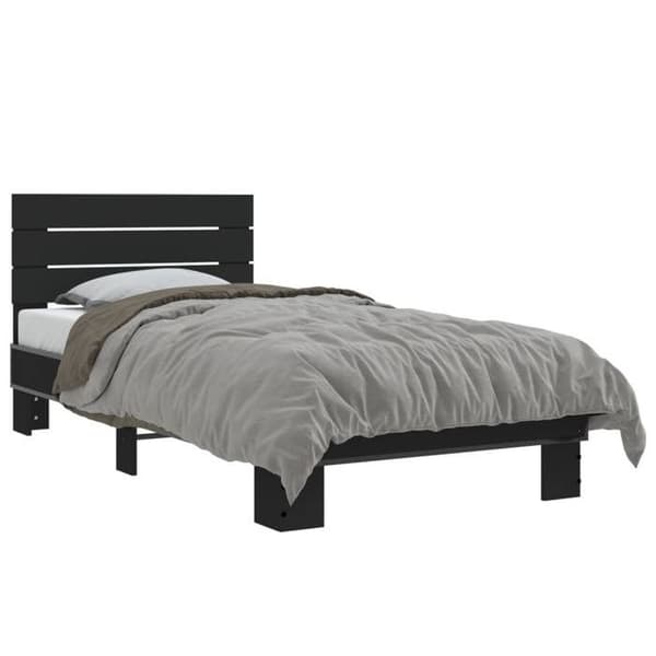 Sengestel - EKSKLUSIV HUS - 75x190 cm - Sort - Inkluderet lamelbund - Hovedgærde Svart