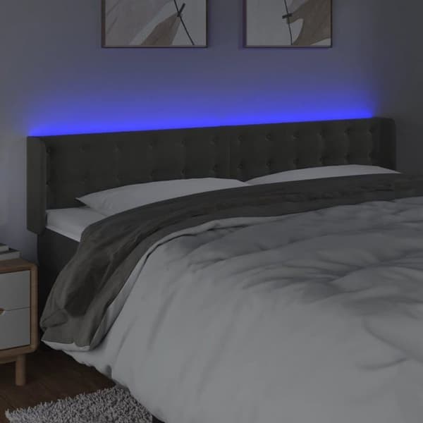 Maison Exclusive - LED-päätyharso Tummanharmaa 183x16x78/88 cm Sametti mörkgrå