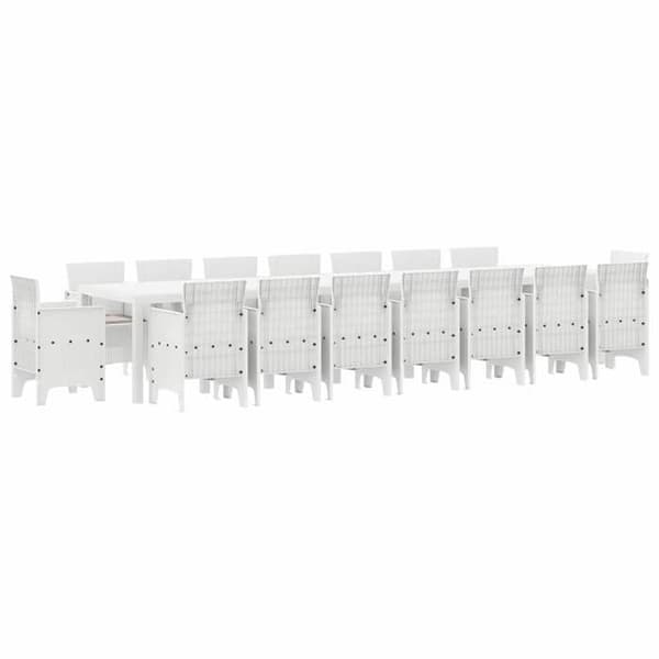 Trädgårdsmöbelset - EXKLUSIVT HUS - Set 17 delar - Poly rattan - Vit - 400 x 100 cm Vit