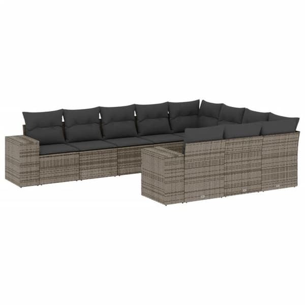 Maison Exclusive - Trädgårdsmöbler med kuddar 10 delar grå flätad resin