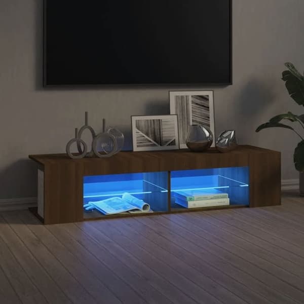 Maison Exclusive - TV-møbel med LED-lys, brunt egetræ 135x39x30 cm