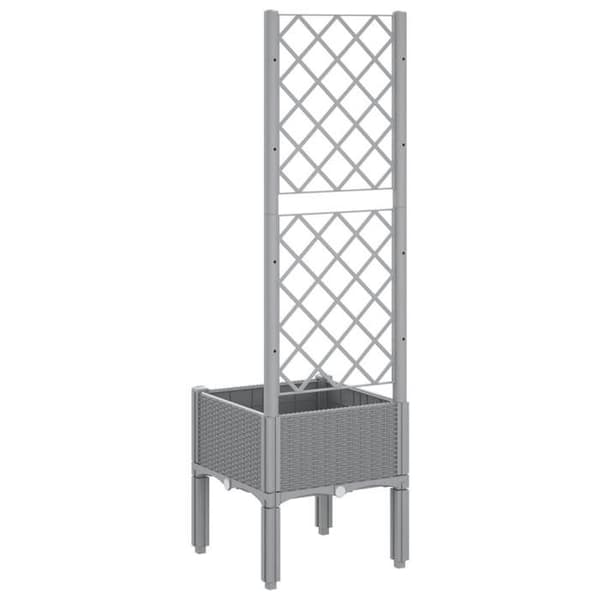 Maison Exclusive - Plantekasse med lys grå trellis 40x40x142 cm PP ljusgrått