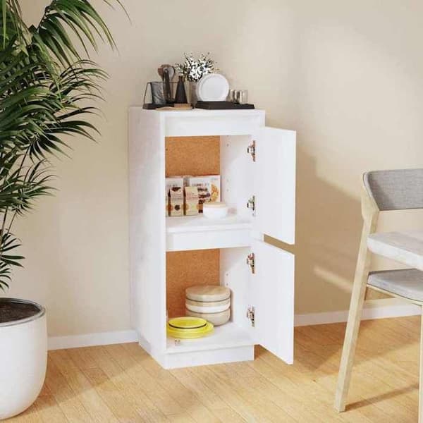 Buffé - EXKLUSIVT HUS - 31,5 x 34 x 75 cm - Vit - Massivt trä & MDF - 2 dörrar Vit