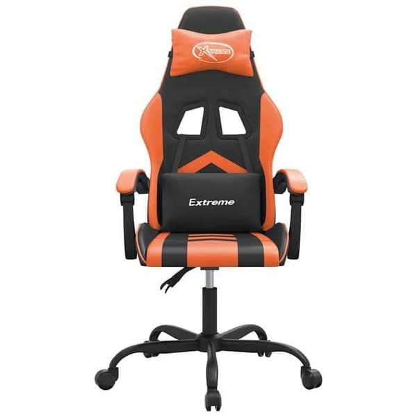 Maison Exclusive - Svart och orange snurrande spelstol i konstläder